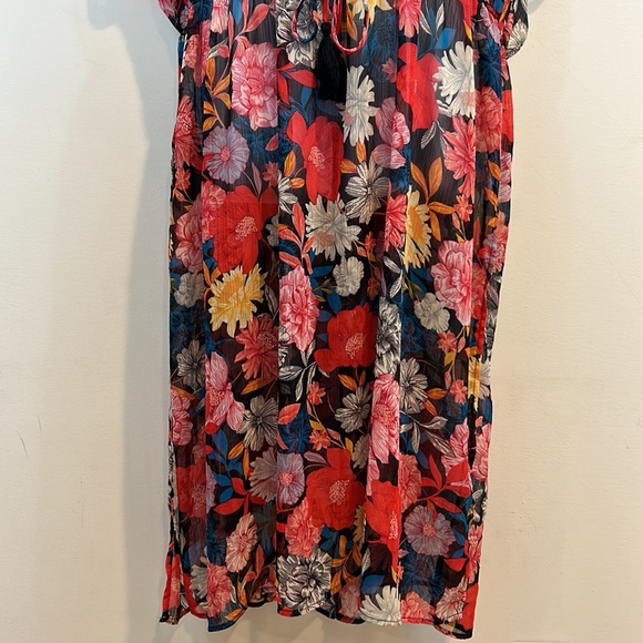 Time and Tru Floral Sheer Side Split Bathing Suit Cover Up Size 1X - Picture 5 of 9